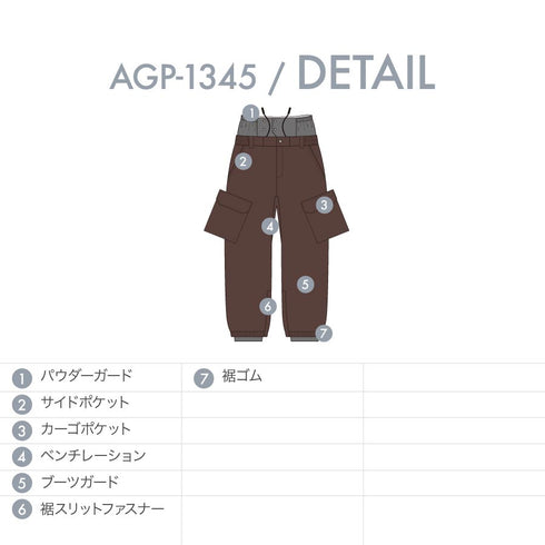 【10月上旬発送予定】 ASHGREEM アッシュグリーム スノーボードウェア カーゴポケットパンツ AGP-1345